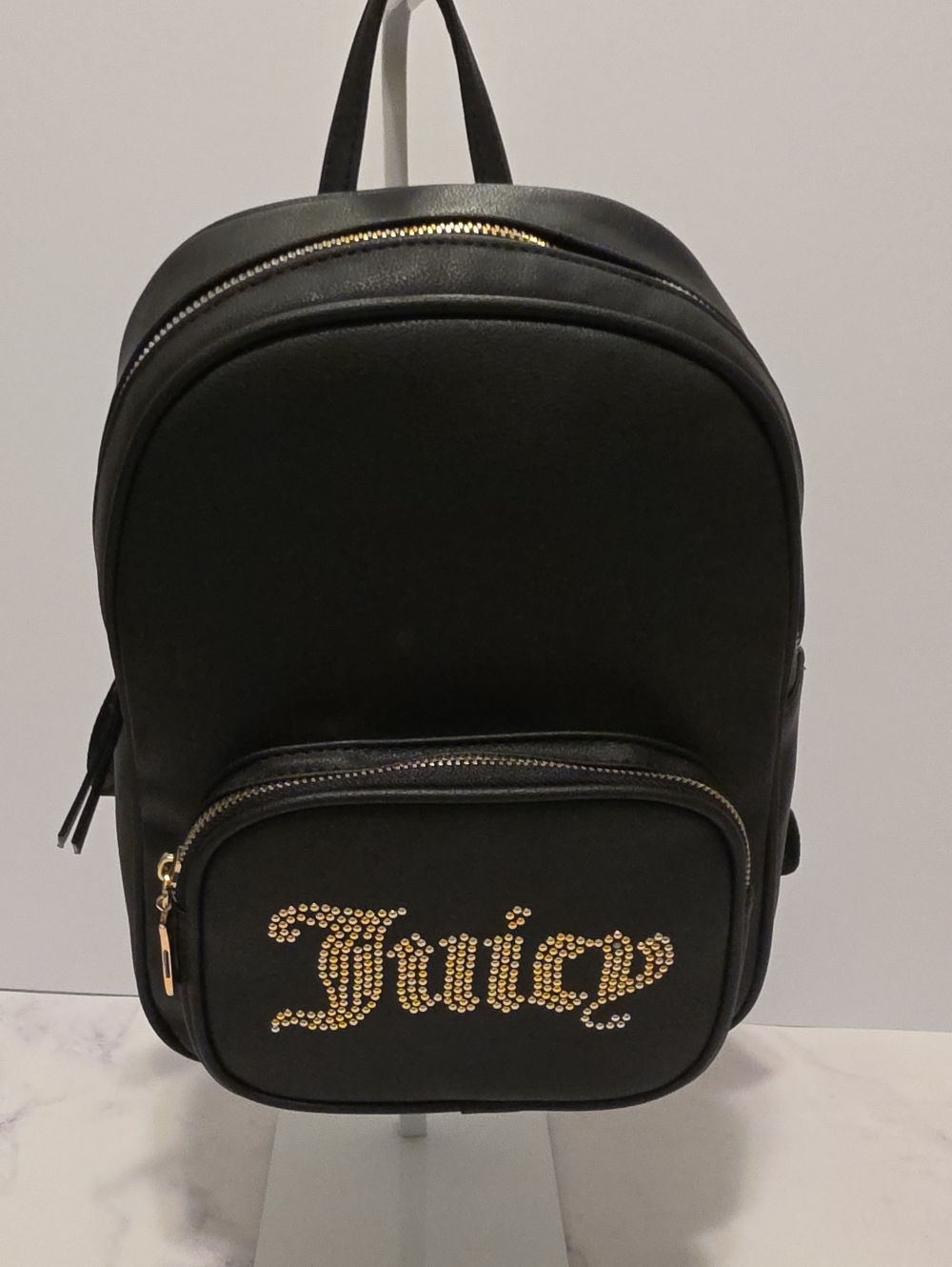 Juicy Couture Black Mini Backpack with Gold Stud Logo Brand New